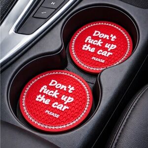 2PCS Bling Crystal Rhinestone Cup Holder Coaster – 2.75  Red  & Colorful